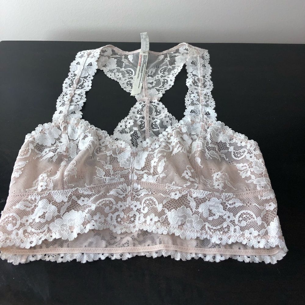 Free People Intimately white lace t strap bra, xs - Picture 2 of 11